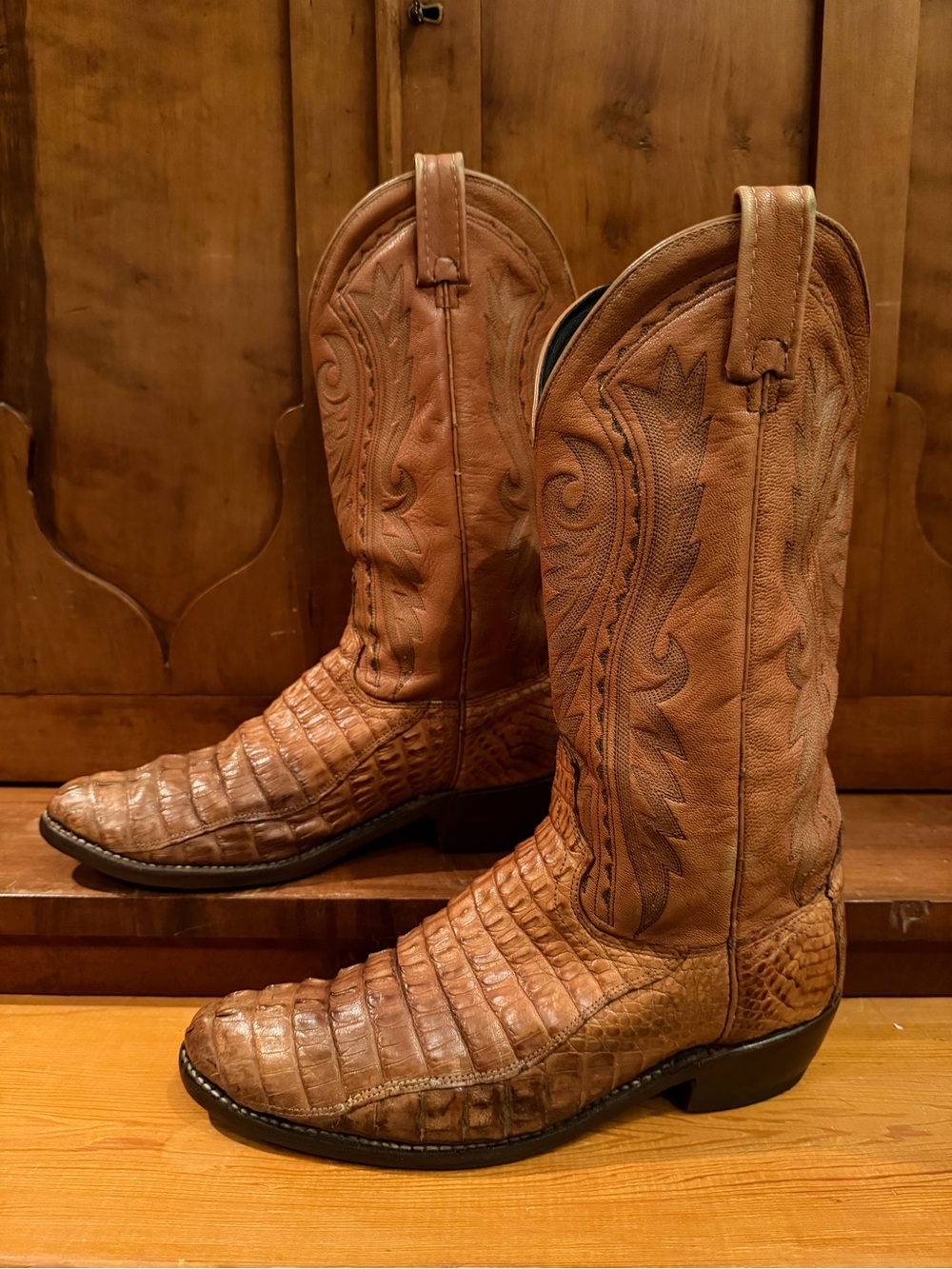 Men's Dan Post Genuine Exotic Caiman 9899 Western Boots Size 10D